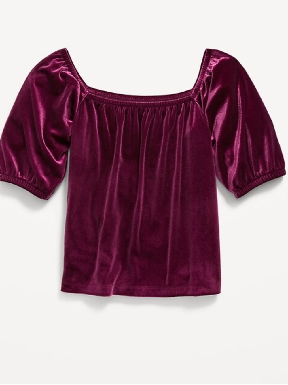 Old Navy Girls Velvet Puff-Sleeve Top - Burgundy